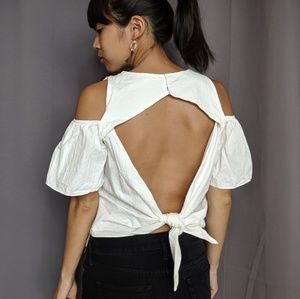 Open tie back cold shoulder tank top